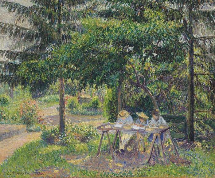 Camille Pissarro Enfants attables dans le jardin a Eragny,